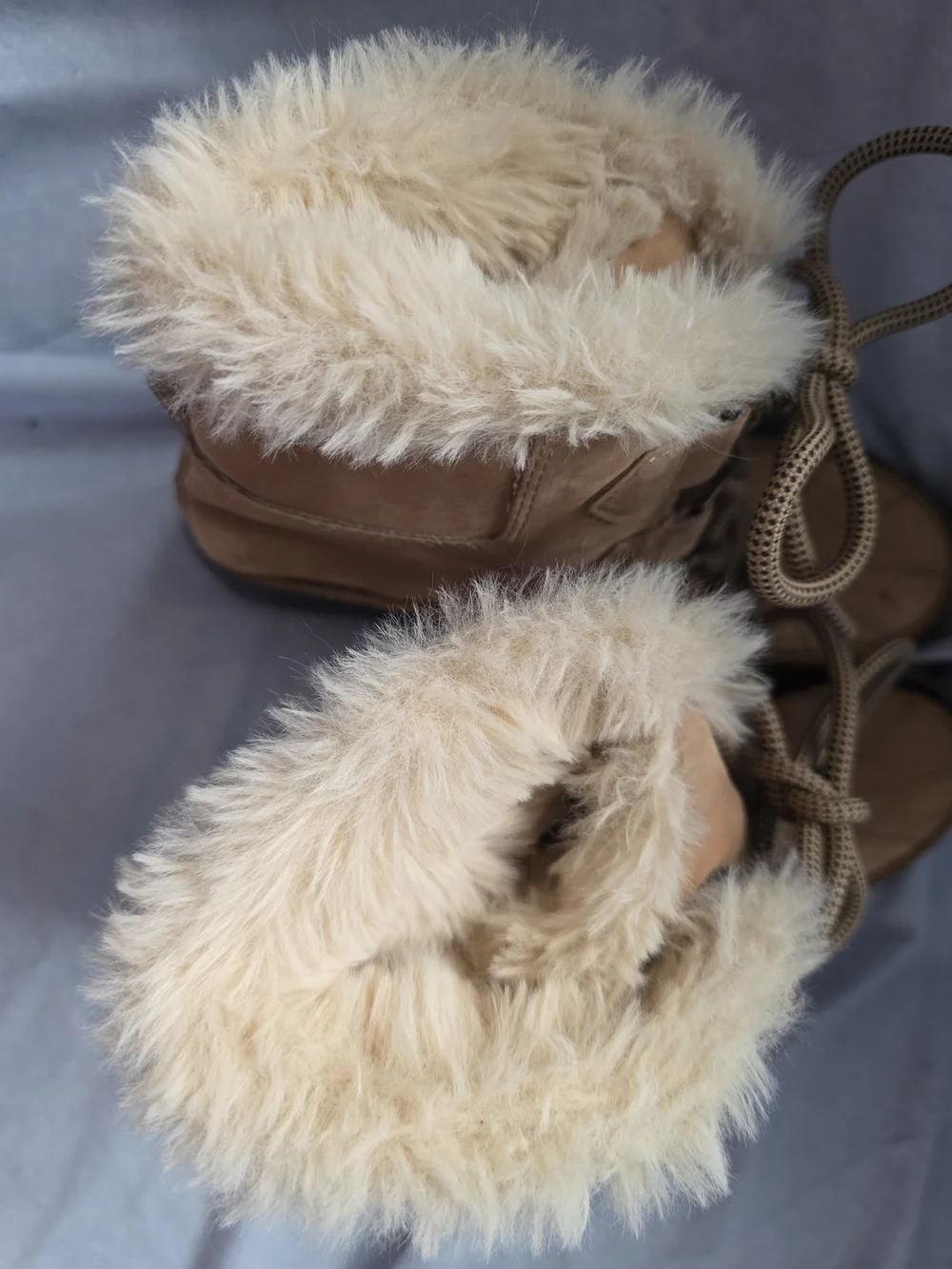 Insulated Tan JBL Lace-Up Winter Ankle Boots with Faux-Fur Inside.